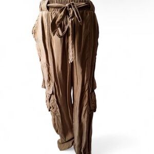 Green Cargo Pants with Tie Waist